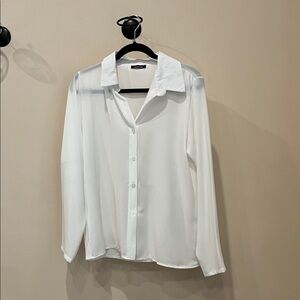 Boohoo White Button-Up Blouse